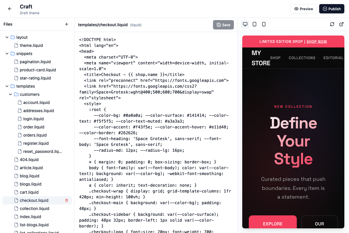 Checkout customization